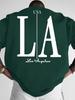 Unisexs Oversized Tshirt With Minimal Large La Usa Los Angeles Cursive Back Pattern Print Sxxl