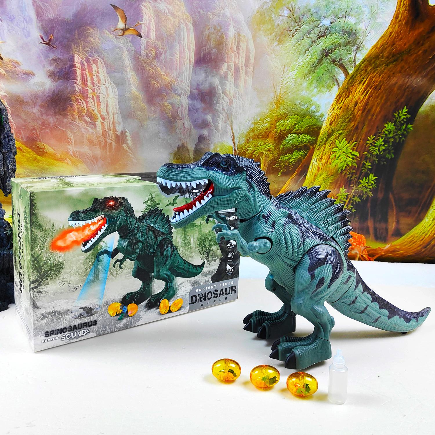 Elektrischer Laufender Dinosaurier Roboter Spielzeug Mit LED Lichtern Und Geräuschen Sprühfunktion Mechanisches Modell Für Kinder Geburtstagsgeschenke blue