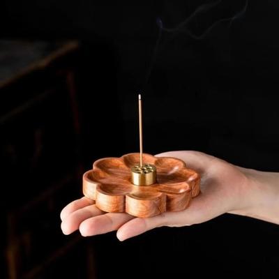 Plum/Cherry Blossom Wooden Incense Holder Handmade Sturdy Incense Stick Burner Retro Decorative Sakura Incense Insertion Yoga
