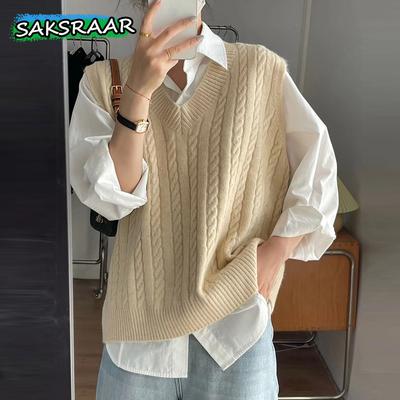 Women's Elegant Autumn Winter Clothes Sleeveless Knit Knitwear Sweater Vest Top Blouse For Women Vest Fashion Clothing