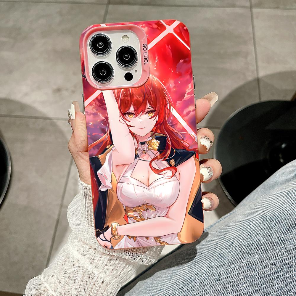 HSR Himeko Pink Translucent Mobile Phone Case for iPhone 17 16 15 14 13 12 11 X XR XS Air Pro Max Plus Colorful Cover
