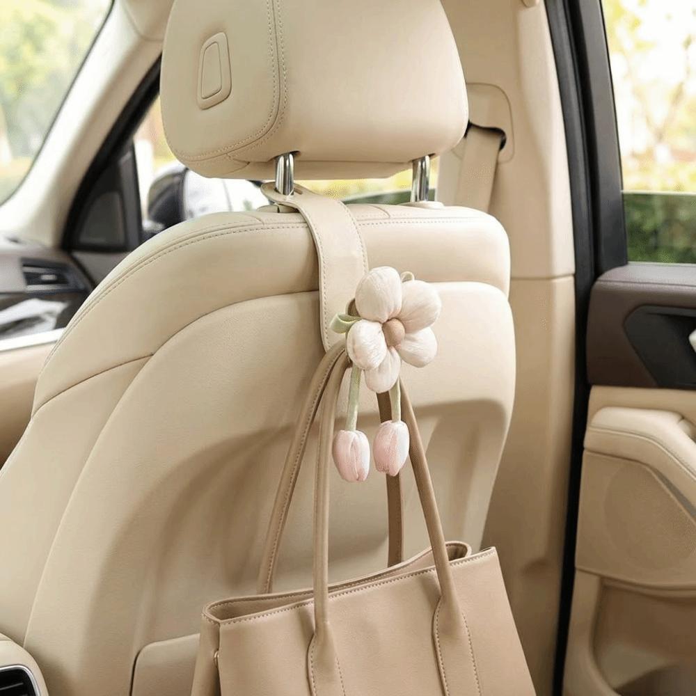 Space Saver Tulip Flower Car Hooks Portable Car Hanging Hook Multipurpose Car Back Seat Hooks SUV