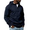 Men S Half Zip Hooded Fleece Lined Loose Fit Spliced Knit Sweatshirt