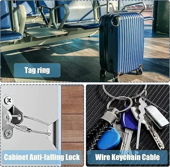 Stainless Steel Wire Cable Loop Screw Lock Gadget Ring Key Keyring Circle Metal Keychain Tag Ropes Camp Hanging Tool Hardware
