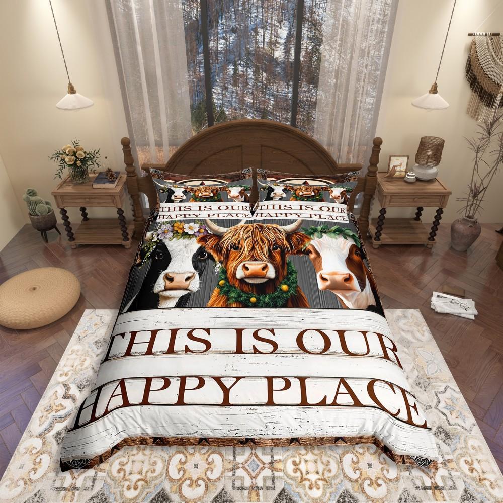 

Comforter Homewish Kids Highland Cattle Vintage Blue Wooden Plank Bedding Setrustic Butterfly Bed Set Comforter (quilt)-EU Single(135*200cm)3pcs