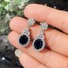 Ultra-Shiny Sapphire Zirconia Water Drop Earrings - European Retro Style for Women, Versatile & Trendy Jewelry