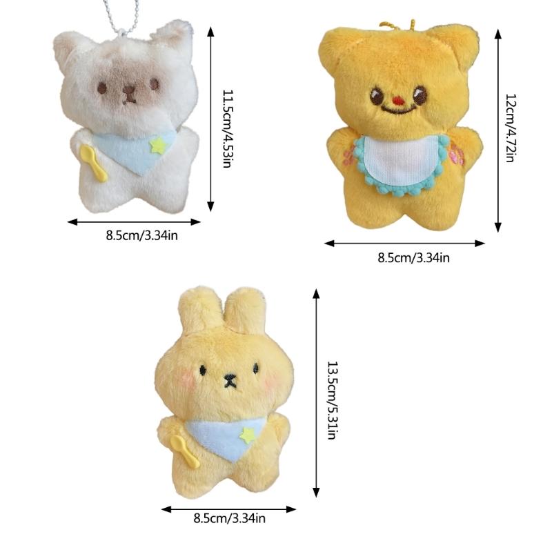 Cute Cats/Rabbit/Bear Keychain Plush Keychain Accessories for Backpacks,Bags,Purse,Phone,Car Keyring New Year Gifts