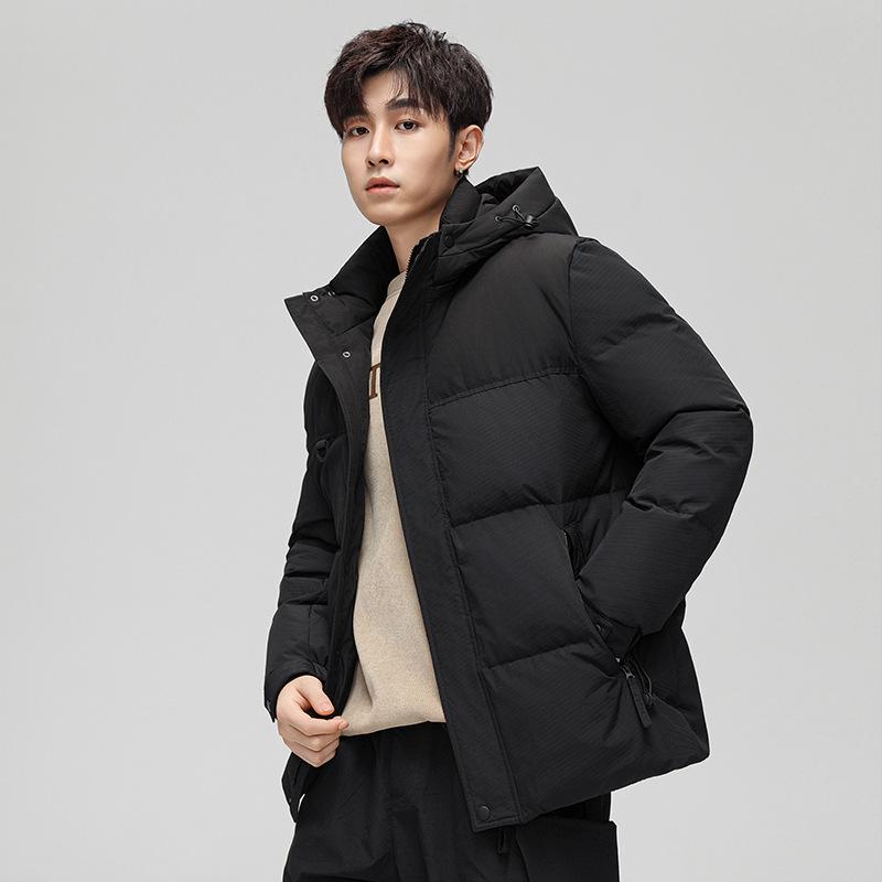 

Down jacket, winter white duck down, hood, loose youth, American color-blocking, versatile, casual, warm, bread, jacket, men M