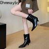 Autumn Winter Fashion Pointed Toe Women Ankle Boots Fashion Slip On Low Heels Shoes Street Style Banquet Party Short Botas Mujer
