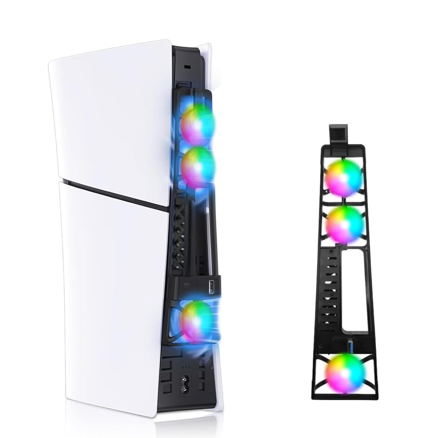 

New for WelleGoods Smart Cooling Fan for PS5 Compatible with PS5 Low Automatic Temperature Heat RGB USB Compatible with All External PS5 Compatible чорний