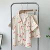 Japanese Cute Cartoon Pajamas 2025 New Two-Piece Suit Homewear Can Be Outwear Silk Pajamas Short-Sleeved Shorts