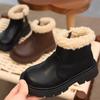 2025 Winter Princess Leather Boots: Fleece-Lined, Soft Sole, Fashionable Short Boots for Little Girls.