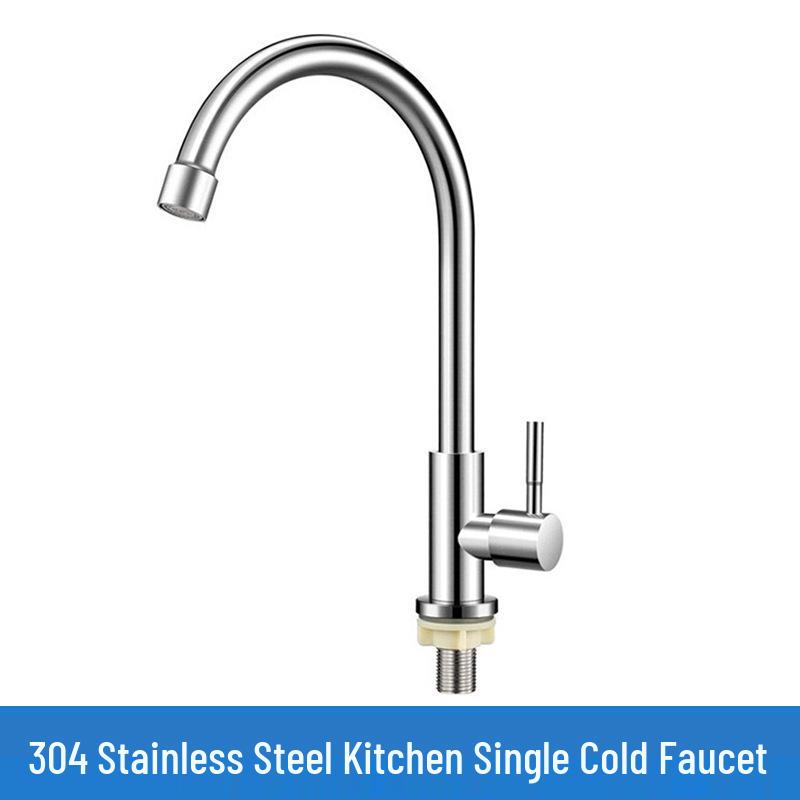 304 Stainless Steel Rotatable Kitchen Faucet with Anti-Splash and Hot/Cold Features