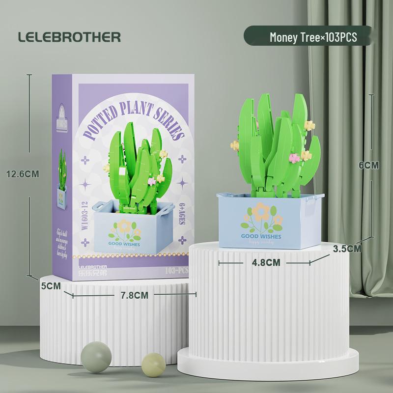 Preserved Flower Bonsai & Rose Succulent Building Blocks - Compatible with LEGO