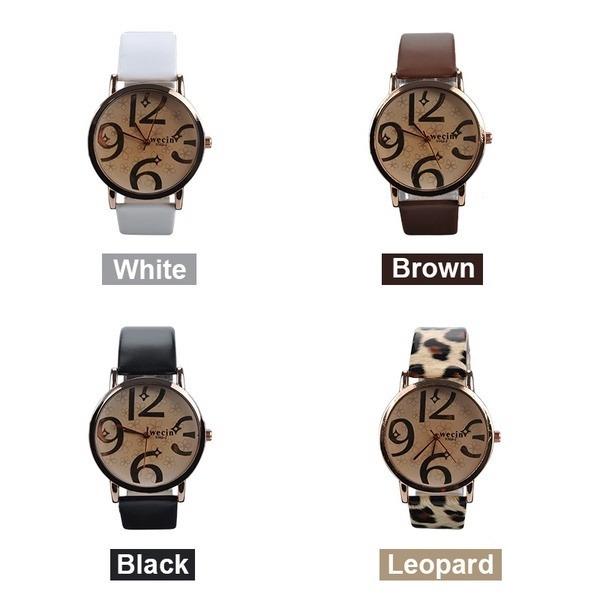 Moda Kadın Leopar Kuvars Bilek İzle Pu Deri Bant Saatler
