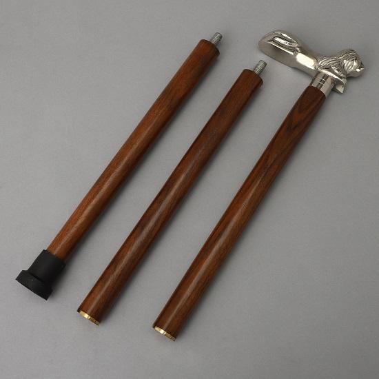 Prémium Kézzel Készített Fa Séta Bot Férfiaknak és Nőknek Gyönyörű Ezüst Oroszlánfej Arany Oroszlánfej