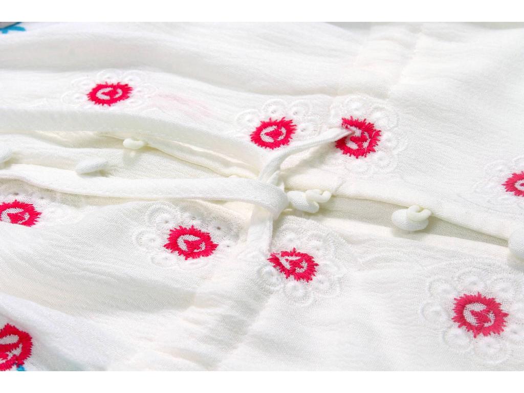 2025 Kwiecista Vintage Haftowana Sukienka Letnia Plażowa z Frędzlami dla Kobiet