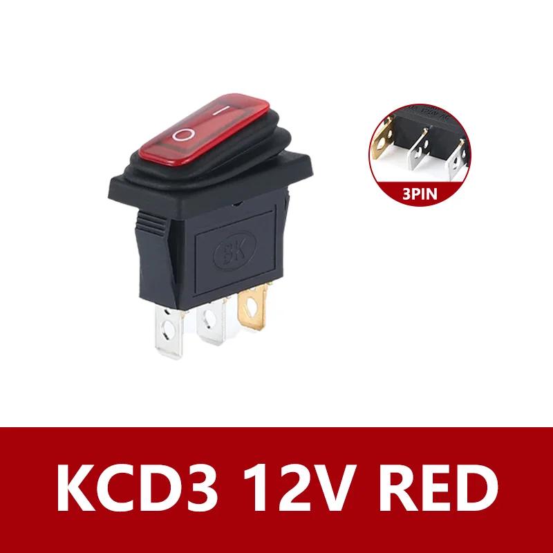 5/20/100PCS 12VLED Light IP67 KCD3 3 Pin  20A On/Off Rectangular Ship Type Long Rocker Switch Waterproof Car Dashboard
