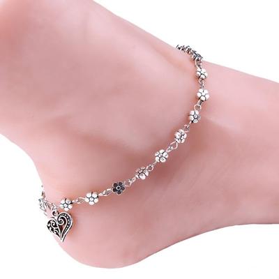Sommer Frauen Silber Perlenkette Fußkettchen Armband Barfuß Sandale Strand Fuß
