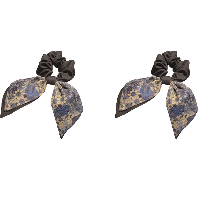 Floral Bow Ribbon Hair Scrunchie 1 piece