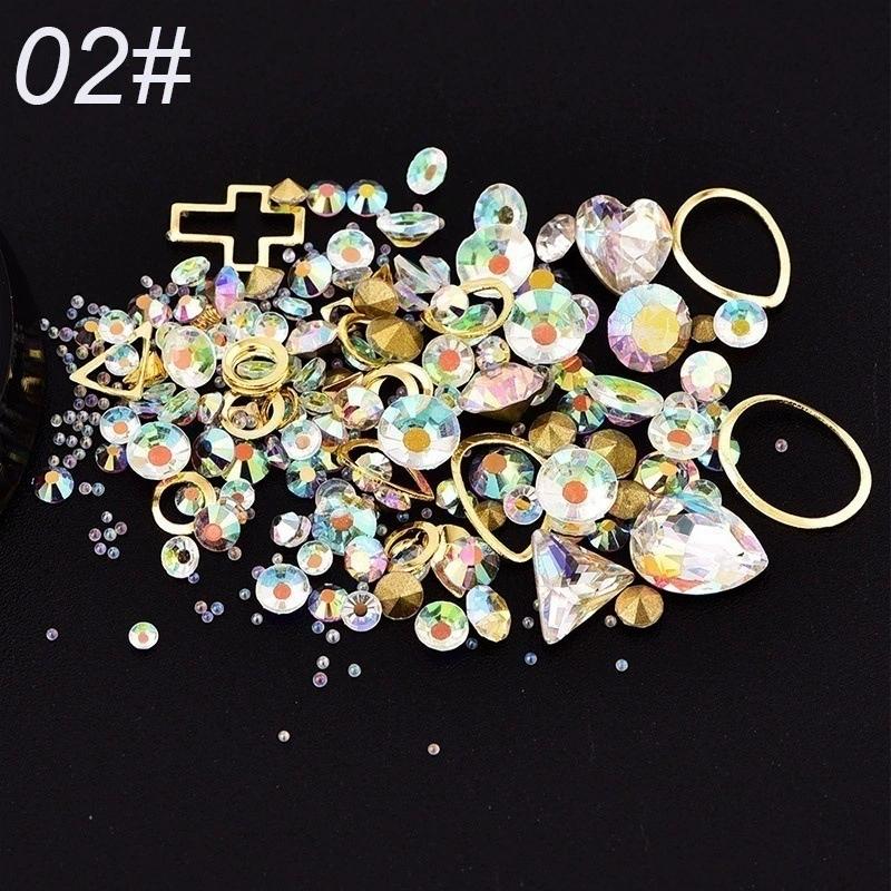 Mixed DIY Nail Decoration Colorful Micro Beads Gemstone Circle 3D Glitter Crystal Diamond Rhinestone Nail Art Tool
