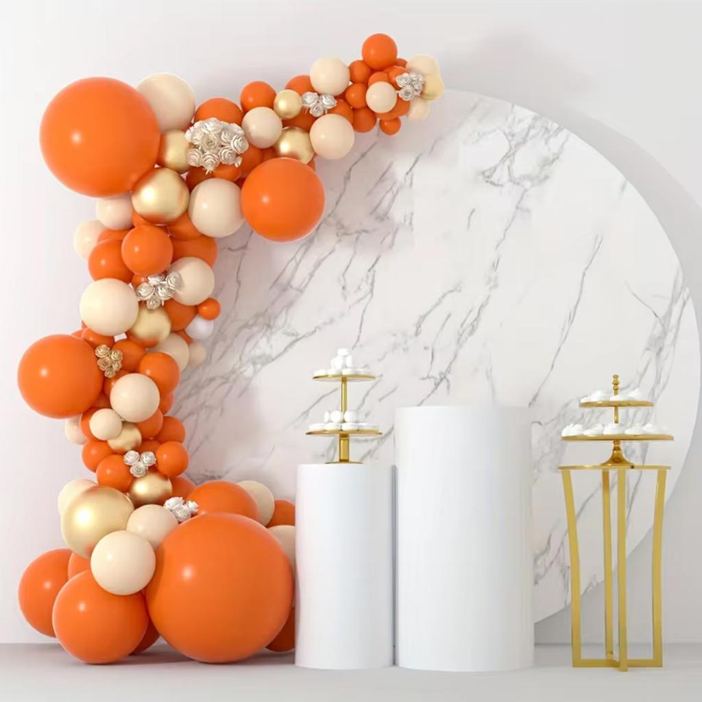 102 pieces of orange balloon set, suitable for weddings, birthdays, pop parties, bridal showers, and bachelor parties
