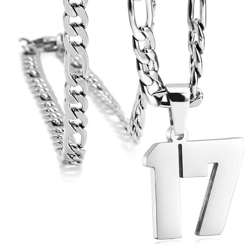 Men's Athlete Stainless Steel Sports Digital Necklace Baseball/Basketball/Soccer Team Inspiration Jewelry Spot