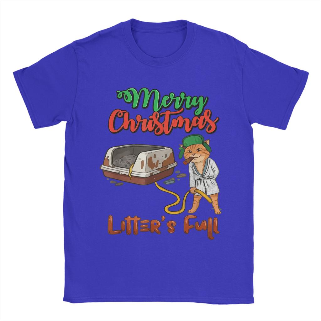 Litter's Full Merry Christmas Funny Cat Lovers Holidays Xmas T Shirt Men T-Shirts Beach O Neck Tees Wholesale Big Size Clothing