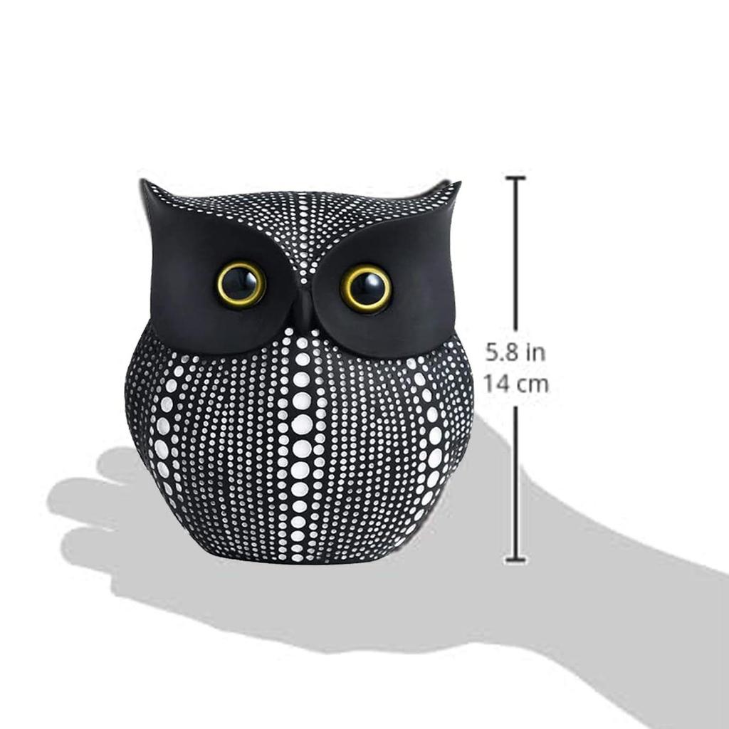 Moderne Edle Glückliche Eule Kunstharz Figur Prunkstück (1er-Pack, Schwarz)