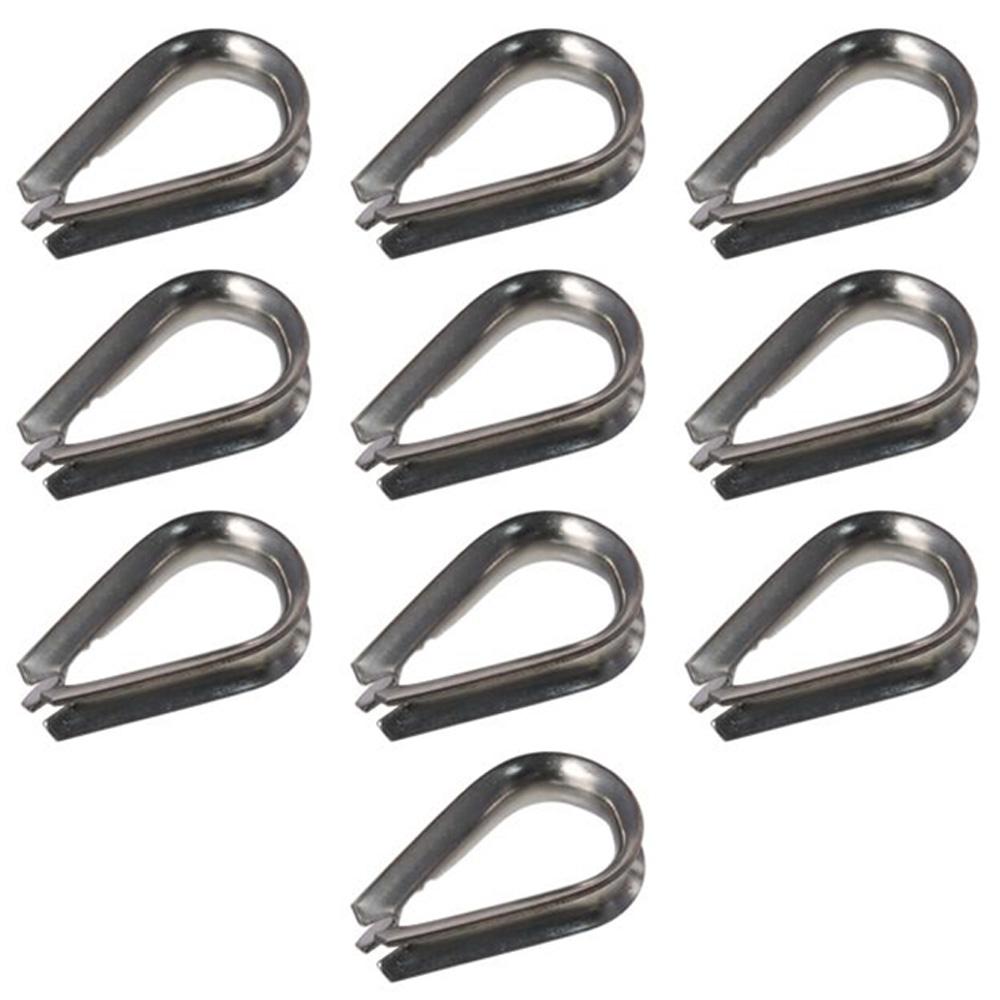 10pcs 1.5-12mm Wire Rope Thimbles Sliver 304 Stainless Steel Thimbles Ring Clamp U-Shaped Rope Thimble Rigging
