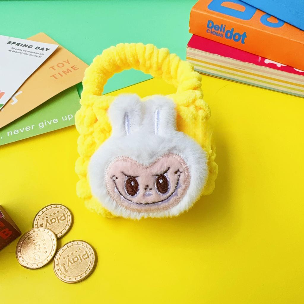 New Labubu Plush Wallet Hand Knitted Bluetooth Earphones Data Cable Storage Bag Protective Cover CLE