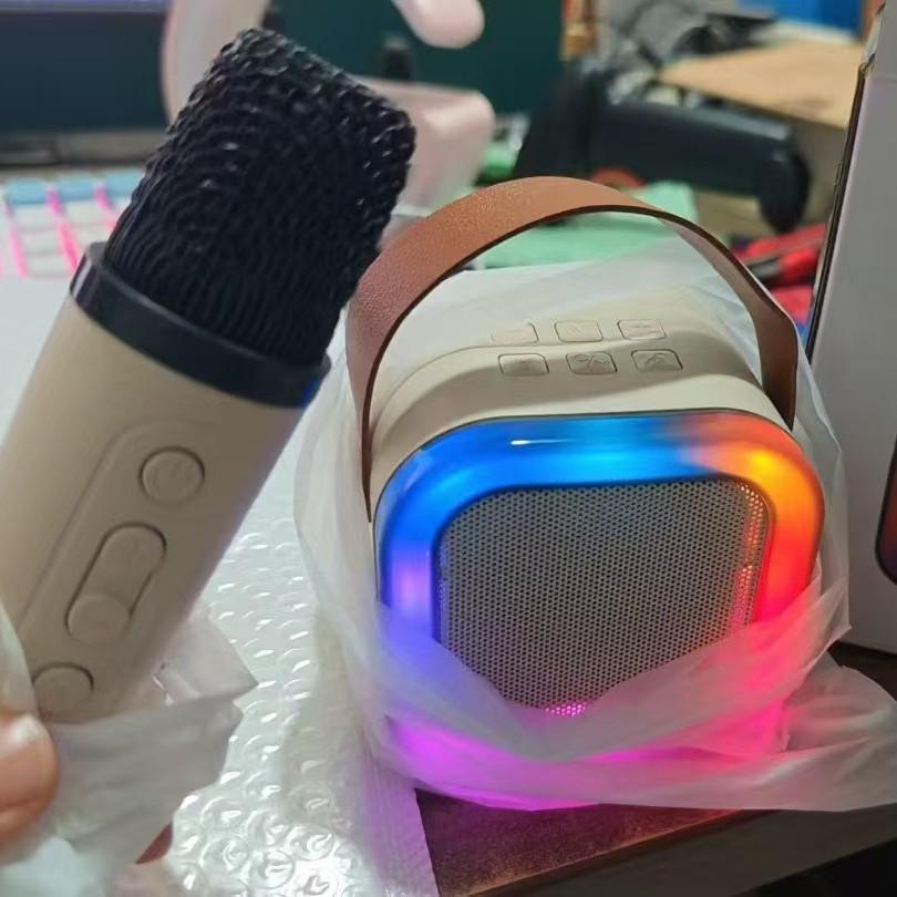 K12 Portable Bluetooth Microphone & All-in-One KTV Speaker: High-Quality Mini Speaker for Home, Outdoor, and Family Use