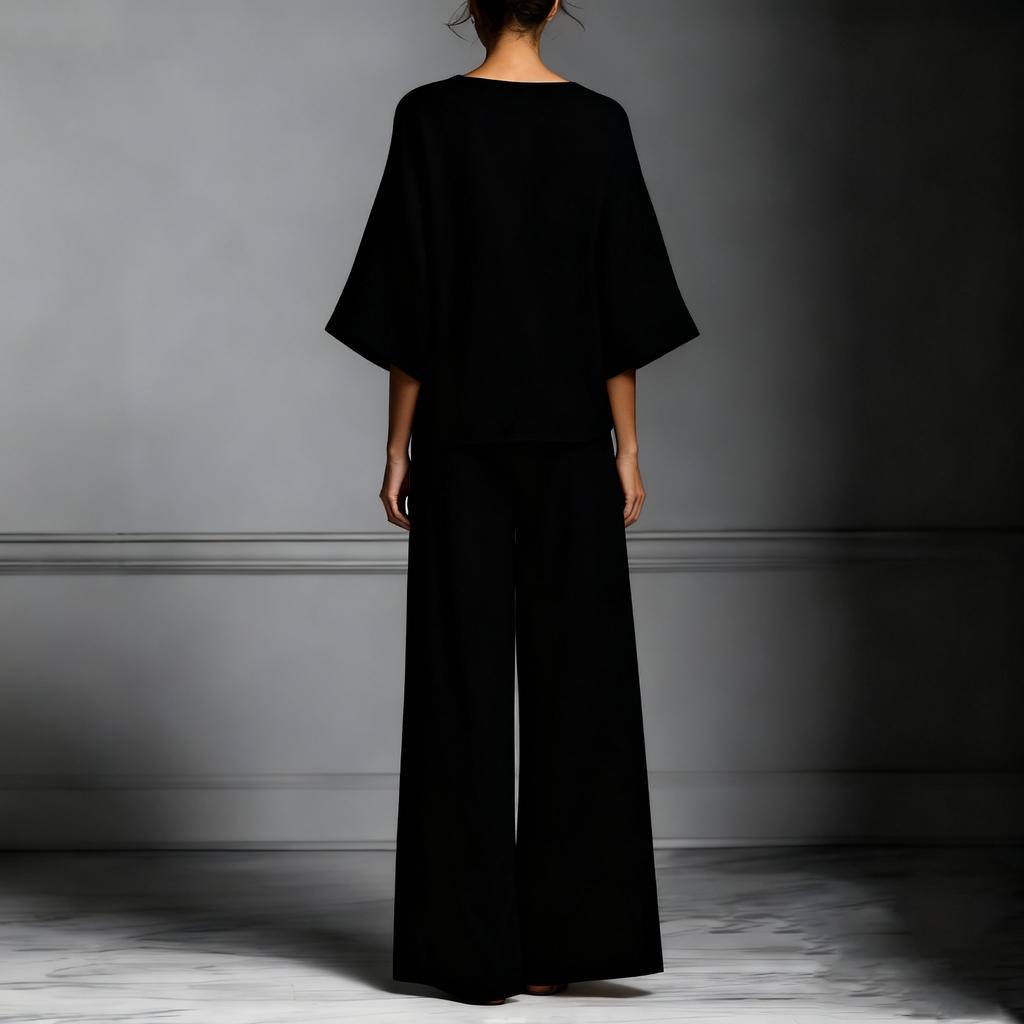 Women's Loose-fitting, Stylish, And Elegant Flared-Sleeve Linen Suit