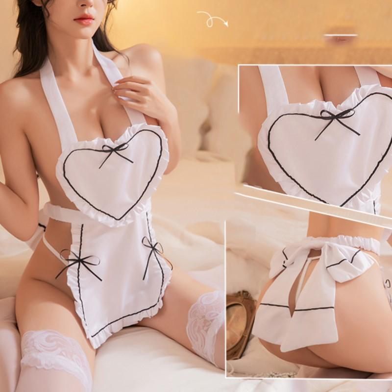 Lingerie Apron Tight Fitting Deep V Gathering Maid Outfit Short Sexy Female Lingerie Women's Ethical Underwear Sexy Easy Tools