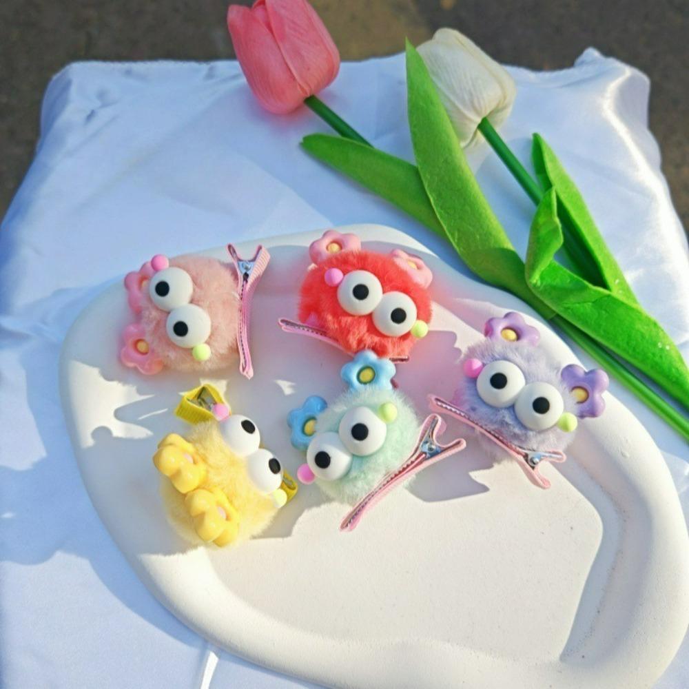 Colorful Little Monster Hairpins for Girls Cute Cartoon Big Eye Plush Doll Hair Clips Fashion Hair Accessories Headwear Gift