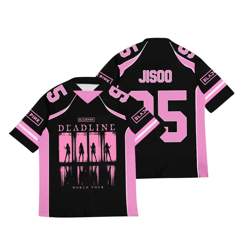 Women's V-neck Loose Printed Short-sleeved Baseball Jacket