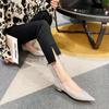 -Crystal shoes sequined low-heeled shoes pointed flat-bottomed socialite silver maternity bride wedding shoes