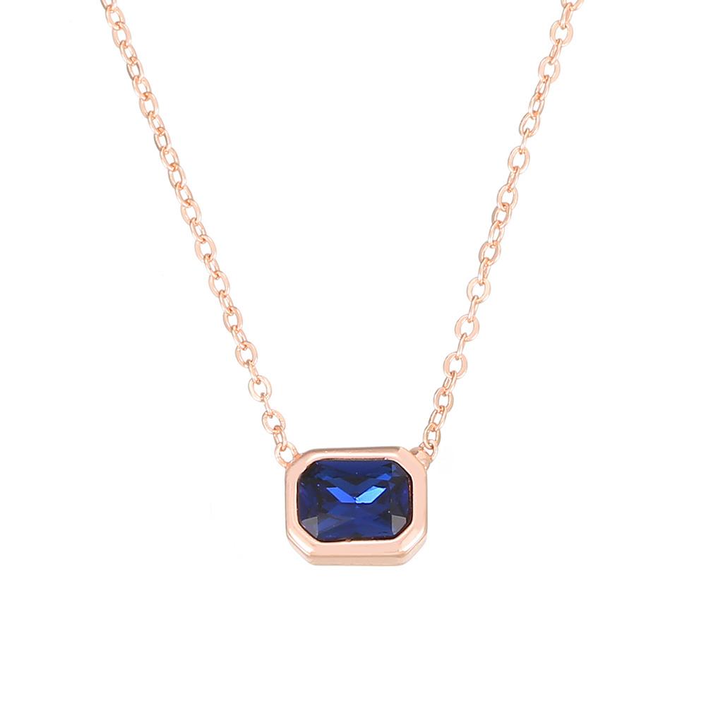Minimalist Square Colorful Crystal Pendant Necklace for Women Rose Gold Color Choker Chain on The Neck Jewelry Girls Gift KCN044