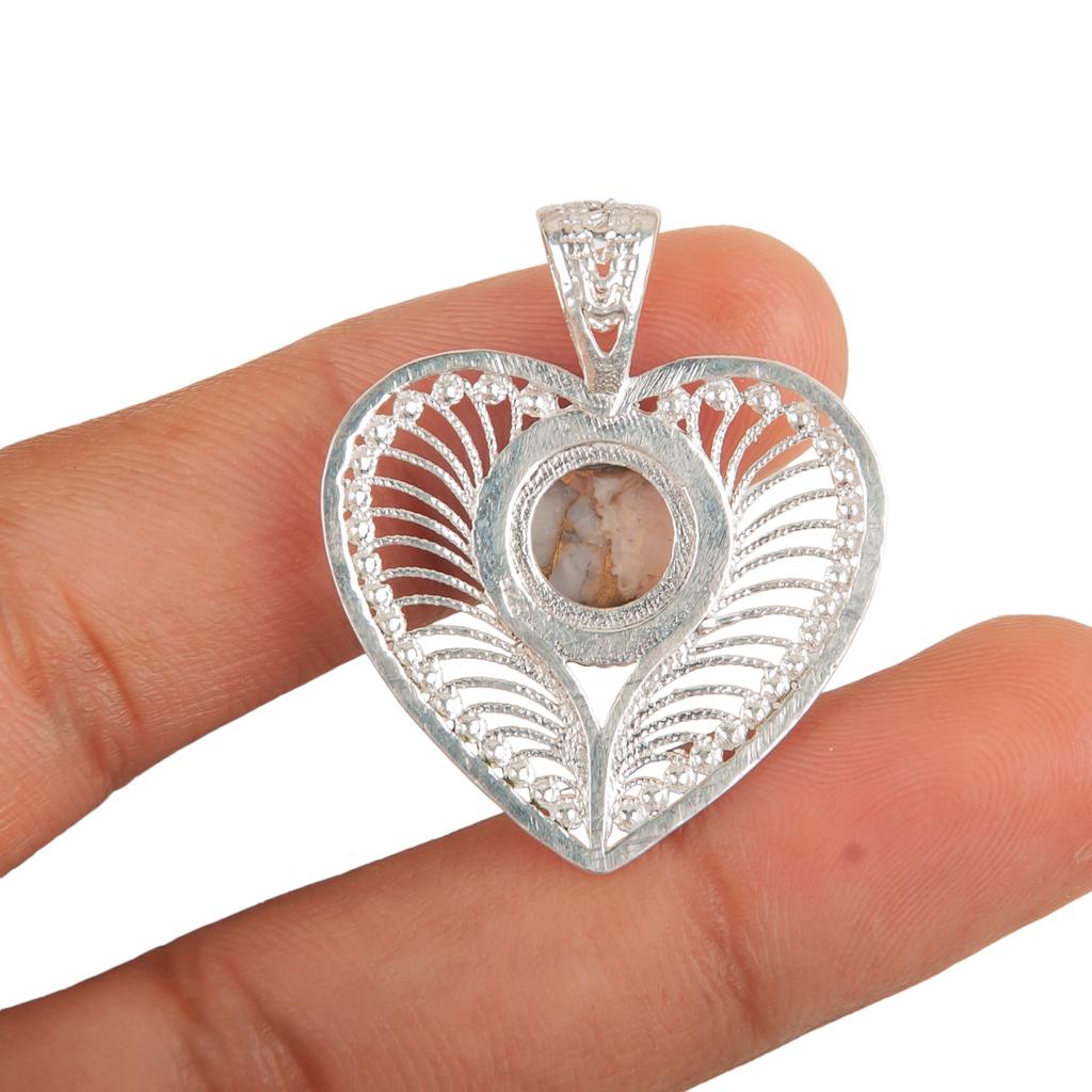 Pink Opal Turquoise Gemstone 925 Sterling Silver Jewelry Handmade Pendant 1.4" CP-15-36