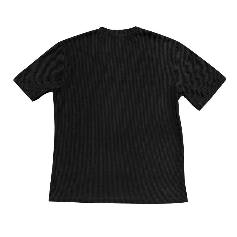 Men's V-neck Slim Fit Corduroy Casual Short Sleeve T-shirt, Solid Color