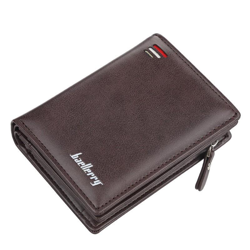 New Wallet Men Short Style European American Retro Multi Card Buckle Zipper Ticket Holder