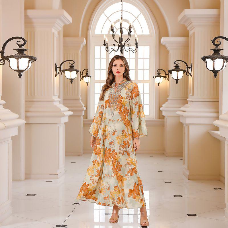 Summer Big Robe Dress2025 Women clothes Summer Middle East Dress Print Long dress Dubai Robe