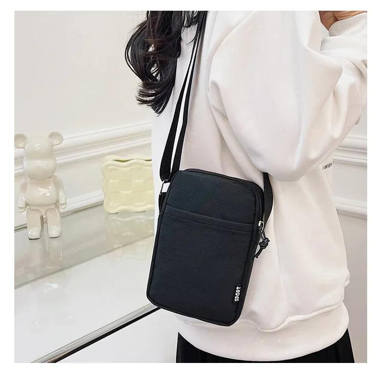 Canvas Mobile Phone Pouch Women Mini Crossbody Bag Single Shoulder Bag Vertical Key Mobile Phone Bag Portable Coin Purse Wallet