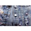 Denim Weste Damen Kurze Herbst Patch Perlen ärmellose Student Tops