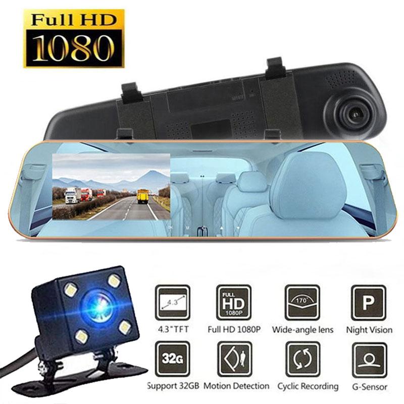 Dash Cam Auto Con Tripla Telecamera (Anteriore/Interna/Posteriore) - Display 1,5'', 1080P, Visione Notturna, G-Sensor
