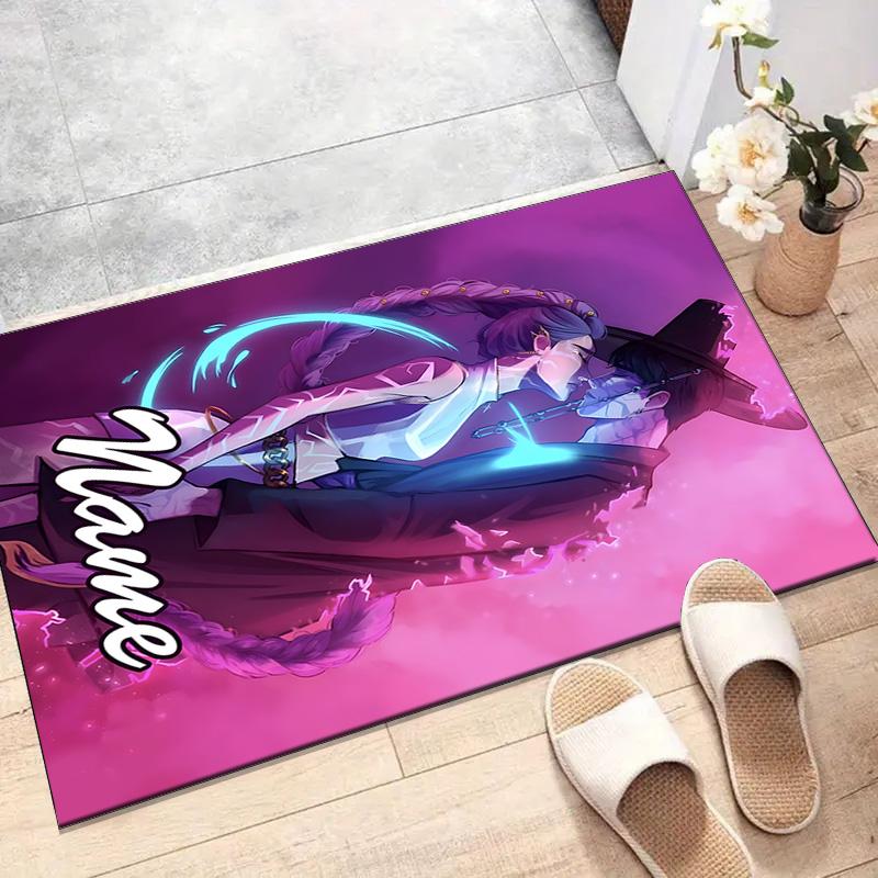 Custom KPop Demon Hunters Mat Personalized Name, Polyester Washable Indoor Entryway Rug, Gift for Christmas, Easter, Thanksgiving Day