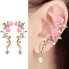 Vintage Rose Flower Cuff Earrings Trendy Rose Flower Climber Crawler Earrings Sparkly Metal Leaf Ear Cuff for Women Girl