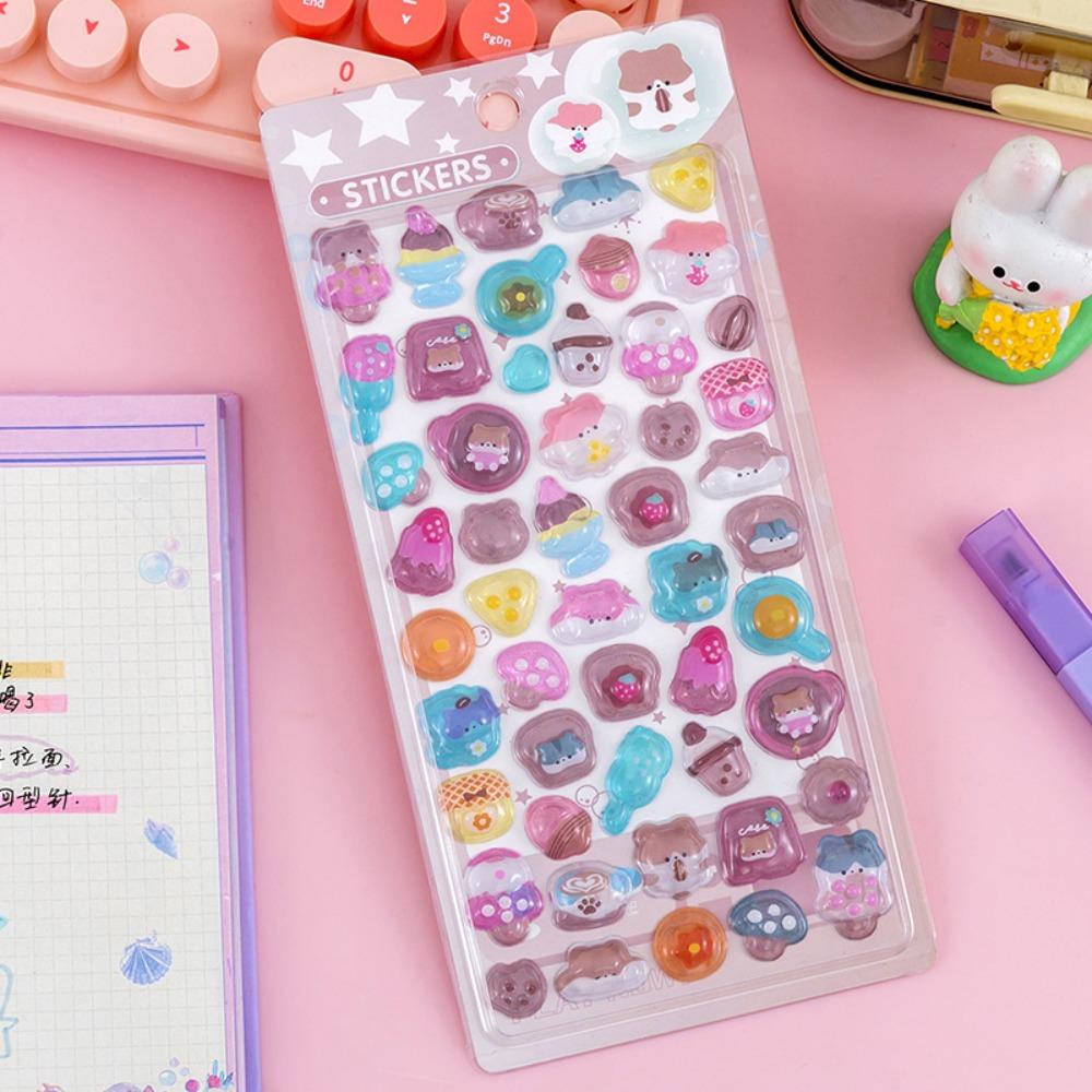 PVC 3D Crystal Sticker DIY Crafts Cartoon Animal Sticker  Phone Case Decoration