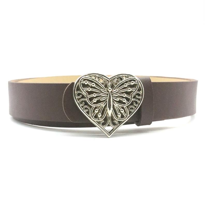 Love Heart Butterfly Buckle Belt for Teens Casual Belt Pants Jeans Belt Eye Catching Waistband Women Accessories