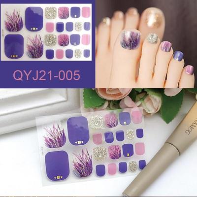 22/Sheet Tips Toenail Sticker Full Nail Wraps 3D Glitter Foil Manicure Nail Decal Full Cover Self-adhesive Waterproof Nail Art Decals